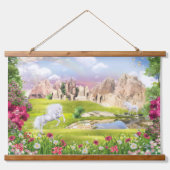 マジカルユニコーン王国 – ファンタジー城景観 吊り下げ型タペストリー (正面)