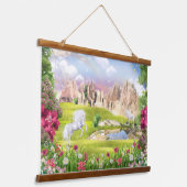 マジカルユニコーン王国 – ファンタジー城景観 吊り下げ型タペストリー (傾斜あり)