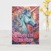 マジカルユニコーン第5誕生日折り カード (黄色い花)