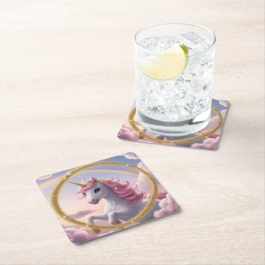 マジカルユニコーン紙コースター スクエアペーパーコースター (インサイチュ)