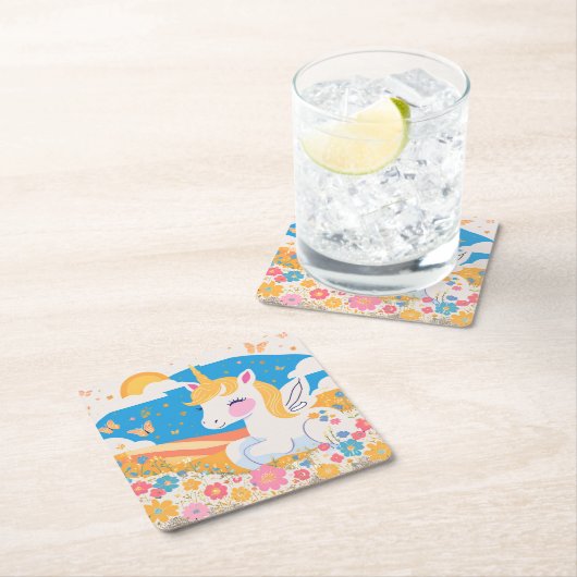 マジカルユニコーン紙コースター スクエアペーパーコースター (インサイチュ)