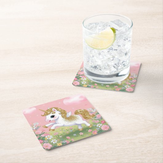 マジカルユニコーン紙コースター スクエアペーパーコースター (インサイチュ)
