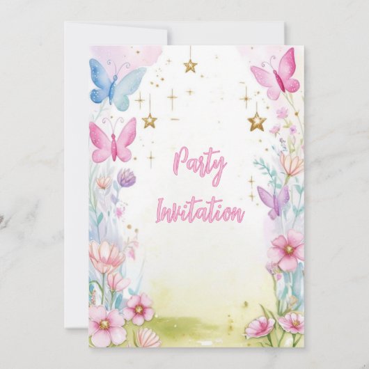 マジカルユニコーン誕生日ガールズ招待状 招待状 (裏面)