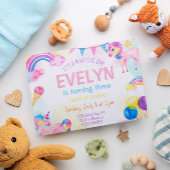 マジカルユニコーン誕生日ガール招待状カード 案内ポストカード