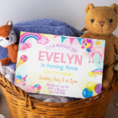 マジカルユニコーン誕生日ガール招待状カード 案内ポストカード