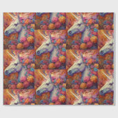 マジカルユニコーン誕生日キッズ ラッピングペーパー (フラット)