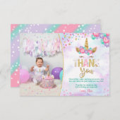 マジカルユニコーン誕生日サンキューカード サンキューカード (正面/裏面)