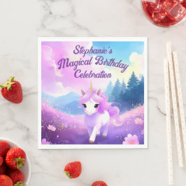 マジカルユニコーン誕生日パーティナプキンス スタンダードランチョンナプキン