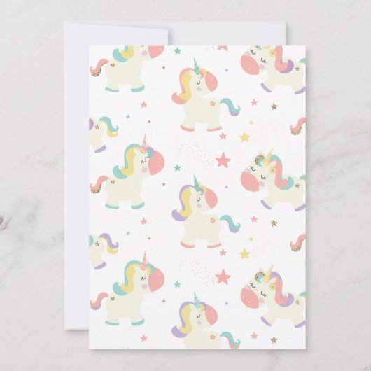 マジカルユニコーン誕生日パーティーの招待パステル 招待状 (裏面)