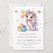 マジカルユニコーン誕生日パーティー 招待状 (正面)