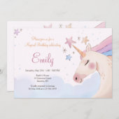 マジカルユニコーン誕生日パーティー 招待状 (正面/裏面)