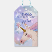 マジカルユニコーン誕生日ピンク赤面ありがとう ギフトタグ (正面)