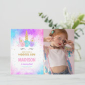 マジカルユニコーン誕生日写真招待状 招待状 (スタンド正面)