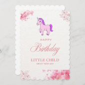 マジカルユニコーン誕生日招待状ユニコーン 招待状 (正面/裏面)