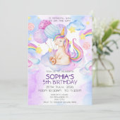 マジカルユニコーン誕生日招待状レインボー 招待状 (スタンド正面)