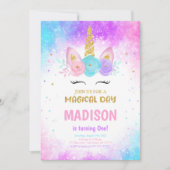 マジカルユニコーン誕生日招待状 招待状 (正面)