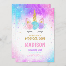 マジカルユニコーン誕生日招待状 招待状