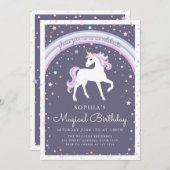 マジカルユニコーン誕生日招待状 招待状 (正面/裏面)