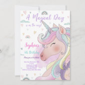 マジカルユニコーン誕生日招待状 招待状 (正面)