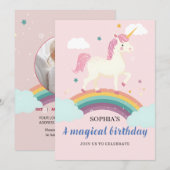 マジカルユニコーン誕生日招待状 招待状 (正面/裏面)