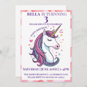 マジカルユニコーン誕生日招待状for Girls 招待状 (正面/裏面)