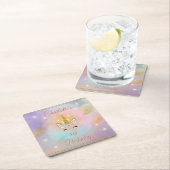 マジカルユニコーン誕生日 スクエアペーパーコースター (インサイチュ)