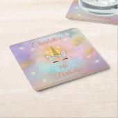 マジカルユニコーン誕生日 スクエアペーパーコースター (アングル)