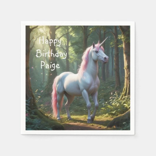 マジカルユニコーン誕生日 スタンダードカクテルナプキン (正面)