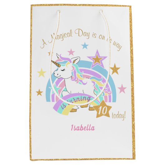 マジカルユニコーン誕生日 ミディアムペーパーバッグ (正面)