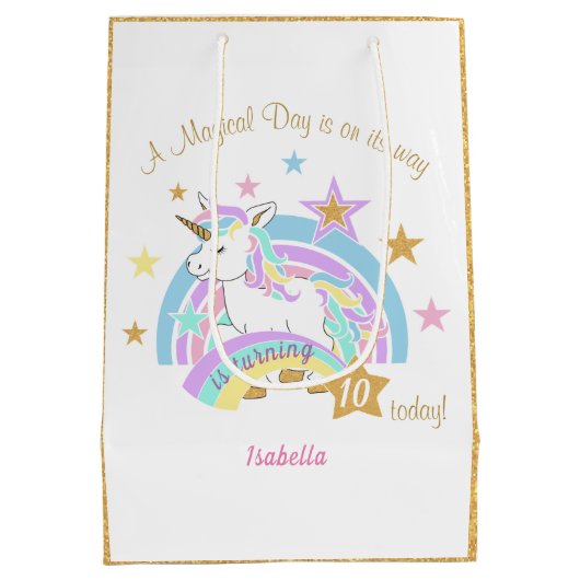 マジカルユニコーン誕生日 ミディアムペーパーバッグ (裏面)