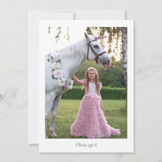 マジカルユニコーン誕生日 招待状 (裏面)