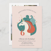 マジカルユニコーン誕生日 招待状 (正面/裏面)