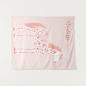 マジカルユニコーン赤面ピンクパーソナライズされたク タペストリー (正面(横))