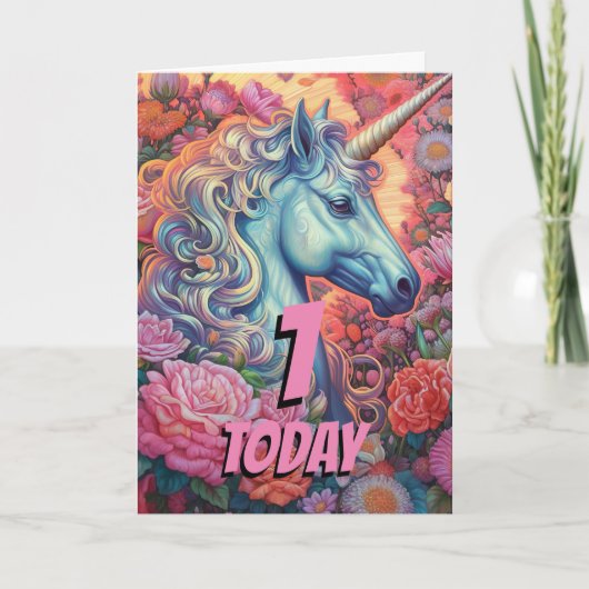 マジカルユニコーン1歳の誕生日 カード (正面)