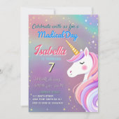 マジカルユニコーン7th誕生日パステルレインボーテーマ 招待状 (正面)