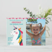 マジカルユニコーン&フォト誕生日カード 招待状 (スタンド正面)