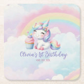 マジカルユニコーン レインボー 誕生日パーティー コースター (正面)