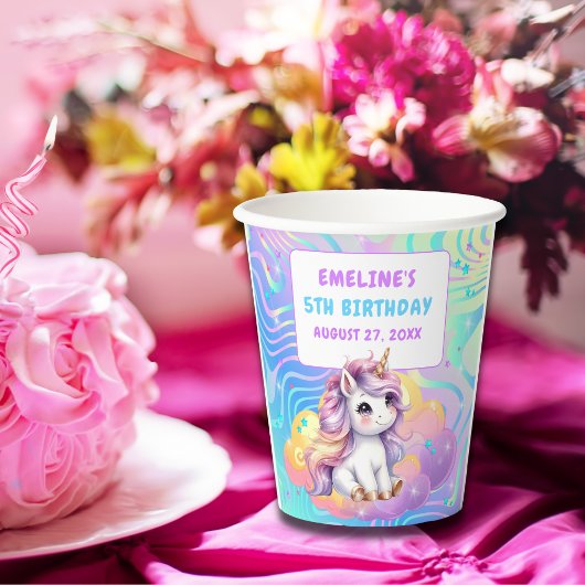 マジカルユニコーン レインボー 誕生日パーティー 紙コップ