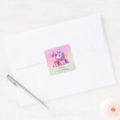 マジカルユニコーン 名前と年齢のバースデー スクエアシール (封筒)