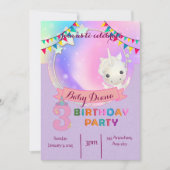 マジカルユニコーン – 3rd誕生日パーティの招待状 招待状 (正面)