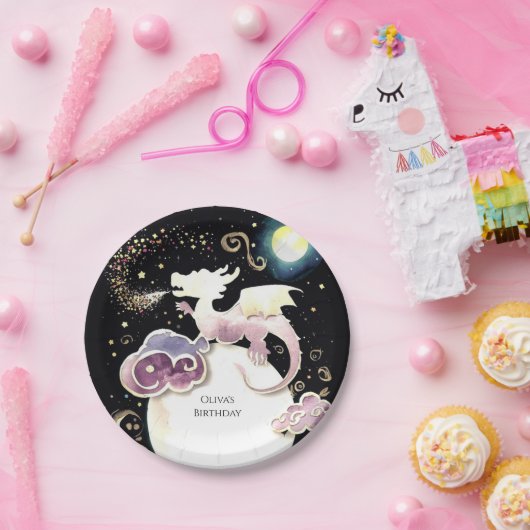 マジカルラディアントドラゴン誕生日 ペーパープレート (パーティー)
