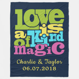 マジカルラブ名前をカスタムする&日付フリースブランケット フリースブランケット