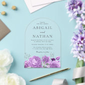 マジカルラベンダーパープルフローラ結婚アーチズ アクリル招待状 (インサイチュ (ウェディング))