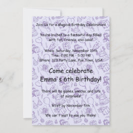 マジカルラベンダー誕生日招待状 子供へ 招待状