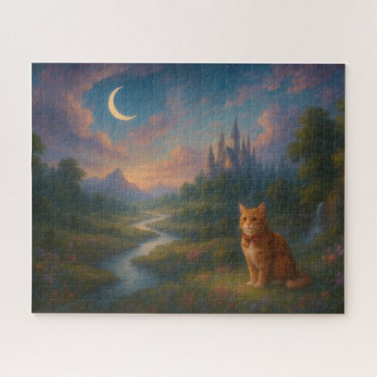 マジカルランドスケープドリーミートワイライトキャット ジグソーパズル (横)