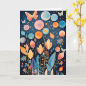 マジカルレインボーカラー自然コラージュ折り畳みカード カード (黄色い花)