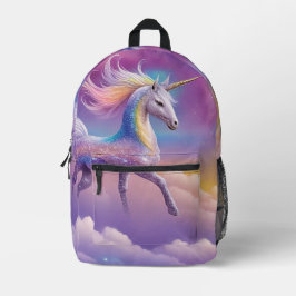 マジカルレインボーグリッターホワイトユニコーンスパークルズ プリントバックパック
