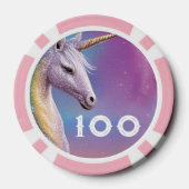 マジカルレインボーグリッターホワイトユニコーンスパークルズ ポーカーチップ (裏面)