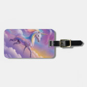 マジカルレインボーグリッターホワイトユニコーンスパークルズ ラゲッジタグ (正面横)