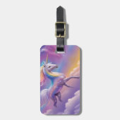 マジカルレインボーグリッターホワイトユニコーンスパークルズ ラゲッジタグ (正面縦)